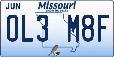 MO license plate OL3M8F