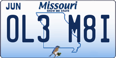 MO license plate OL3M8I