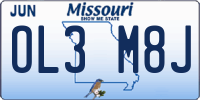 MO license plate OL3M8J