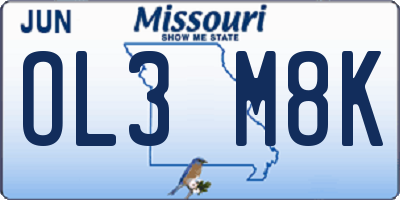 MO license plate OL3M8K