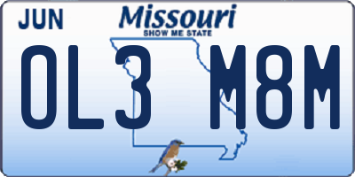 MO license plate OL3M8M