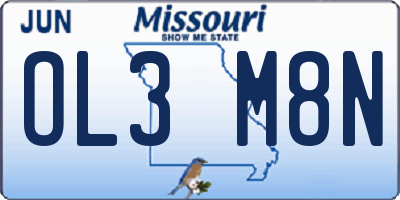 MO license plate OL3M8N