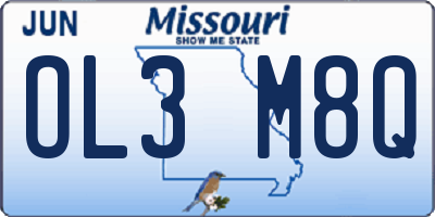 MO license plate OL3M8Q