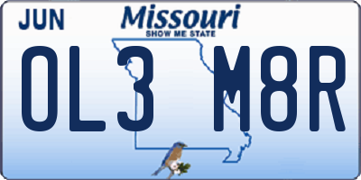 MO license plate OL3M8R