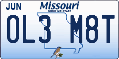 MO license plate OL3M8T