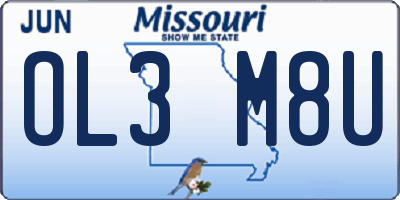 MO license plate OL3M8U