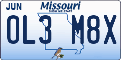MO license plate OL3M8X