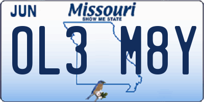 MO license plate OL3M8Y
