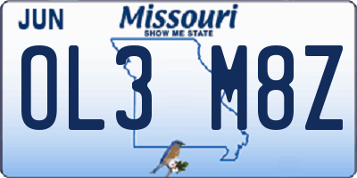 MO license plate OL3M8Z