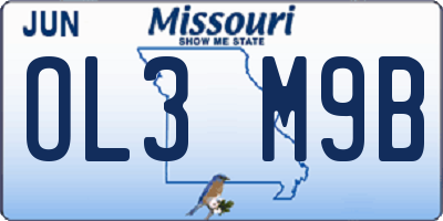 MO license plate OL3M9B