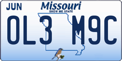 MO license plate OL3M9C