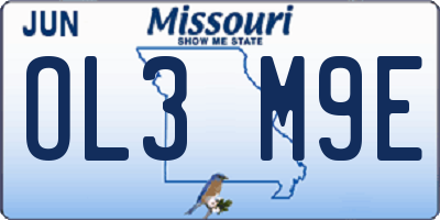 MO license plate OL3M9E