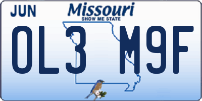 MO license plate OL3M9F