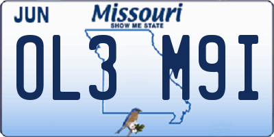 MO license plate OL3M9I