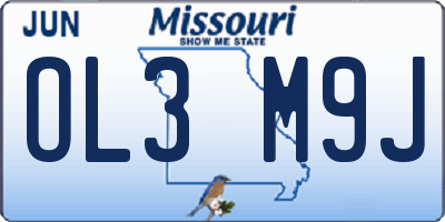 MO license plate OL3M9J