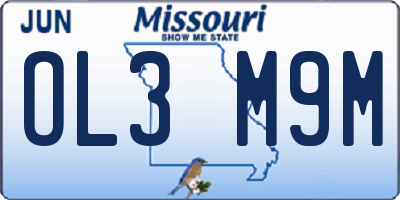 MO license plate OL3M9M