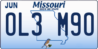 MO license plate OL3M9O