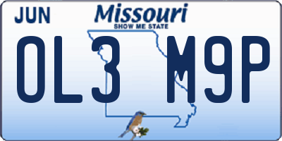 MO license plate OL3M9P