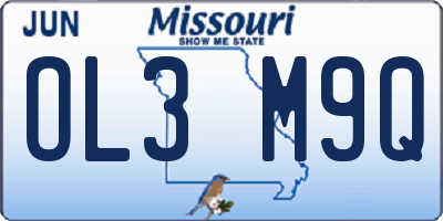 MO license plate OL3M9Q