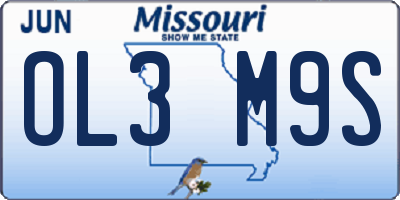 MO license plate OL3M9S