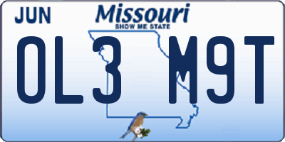 MO license plate OL3M9T