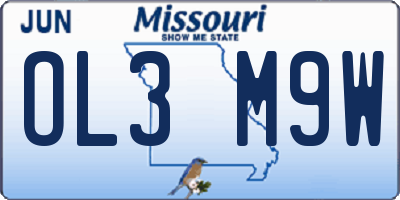 MO license plate OL3M9W