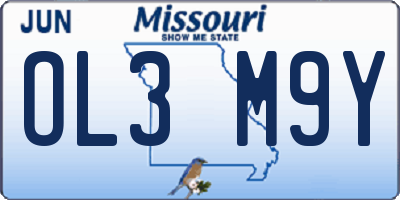 MO license plate OL3M9Y