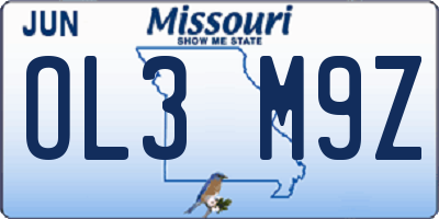 MO license plate OL3M9Z
