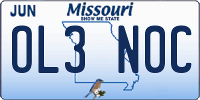 MO license plate OL3N0C