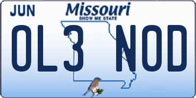 MO license plate OL3N0D
