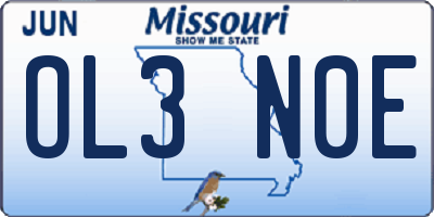 MO license plate OL3N0E