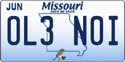 MO license plate OL3N0I