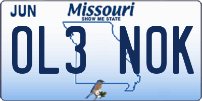 MO license plate OL3N0K