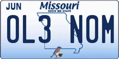 MO license plate OL3N0M