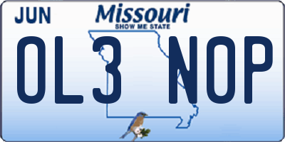 MO license plate OL3N0P