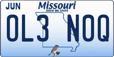 MO license plate OL3N0Q