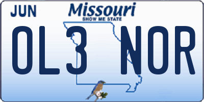 MO license plate OL3N0R
