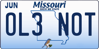 MO license plate OL3N0T