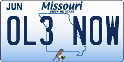 MO license plate OL3N0W