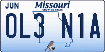 MO license plate OL3N1A