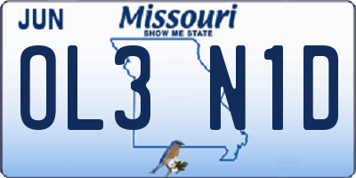 MO license plate OL3N1D
