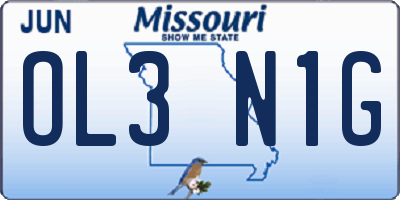 MO license plate OL3N1G