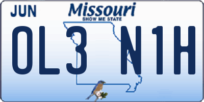 MO license plate OL3N1H