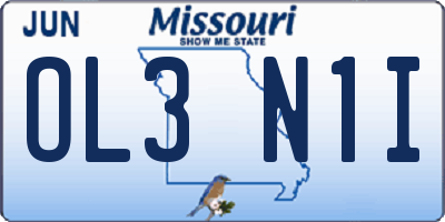 MO license plate OL3N1I