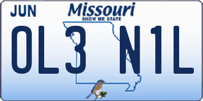 MO license plate OL3N1L