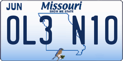 MO license plate OL3N1O
