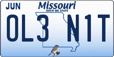 MO license plate OL3N1T