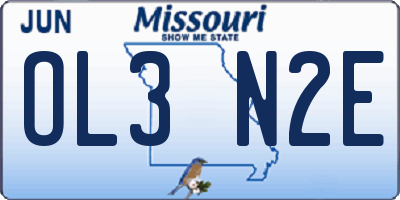 MO license plate OL3N2E