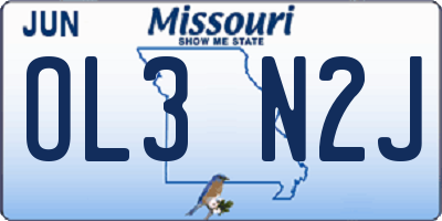 MO license plate OL3N2J