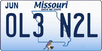 MO license plate OL3N2L